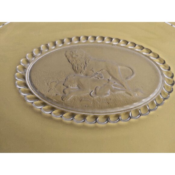 EAPG Gillinder Frosted Lion Oval Platter, handled. 13" x 9" - Picture 2 of 16